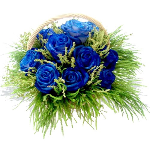 Blue Roses Basket