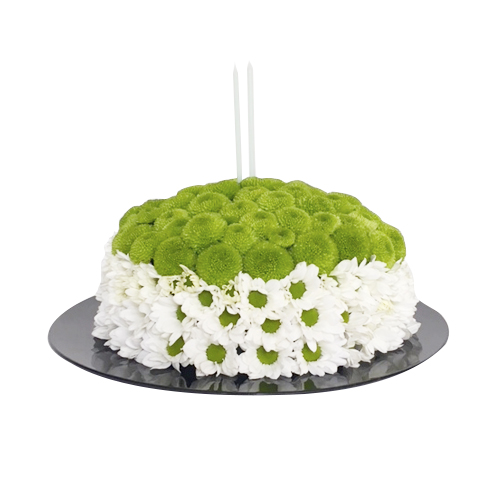 Flower Birthday Cake with Daisies and Greens