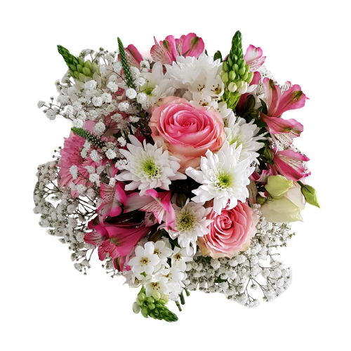 Premium Pink and White Bouquet + Chocolates