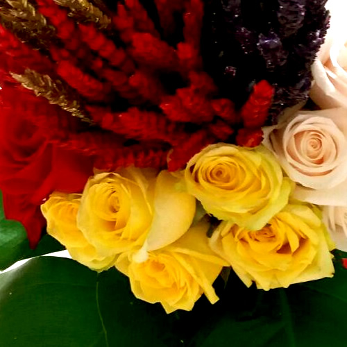 Multicolor Roses with espigas Bouquet