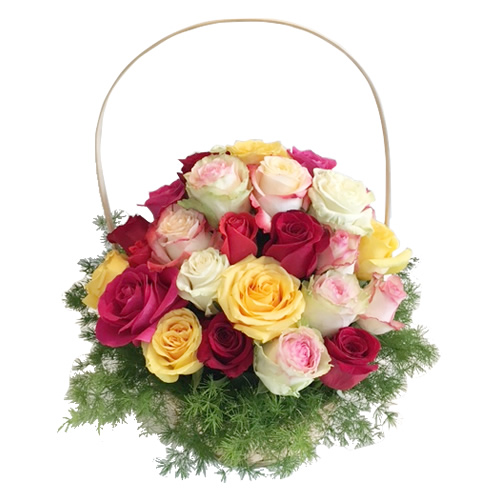 Multicolor Roses Basket