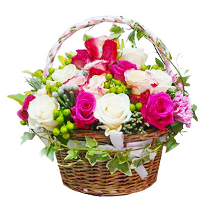 Premium Pink Roses Basket