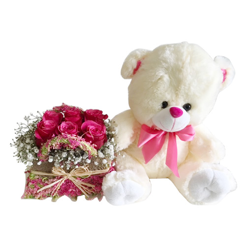 Basket Roses + Teddy Girl