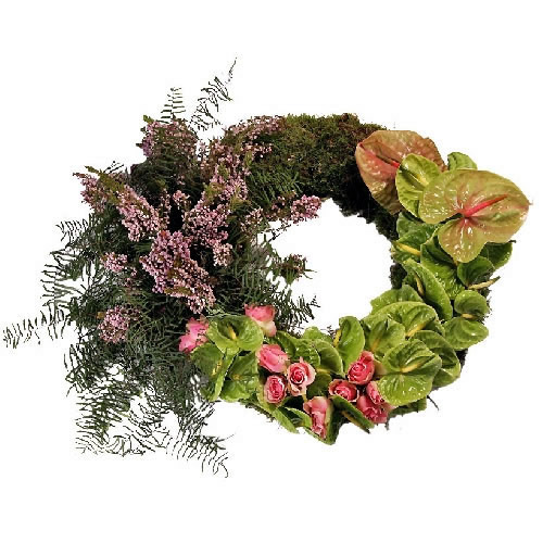Green and pink colored wreath