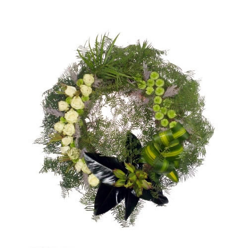 Funeral Wreath in Shades of White and Green