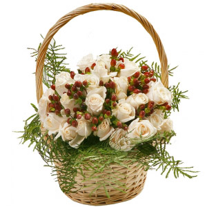 Ivory Roses Basket