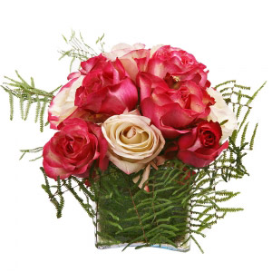 Mix Shades of Pink Roses Cube