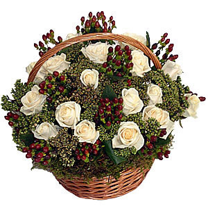 Premium Ivory Roses Basket