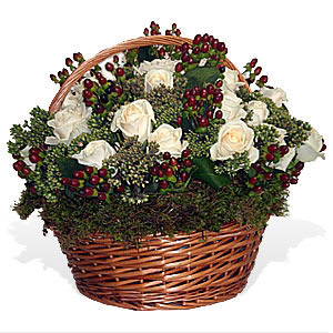 Premium Ivory Roses Basket