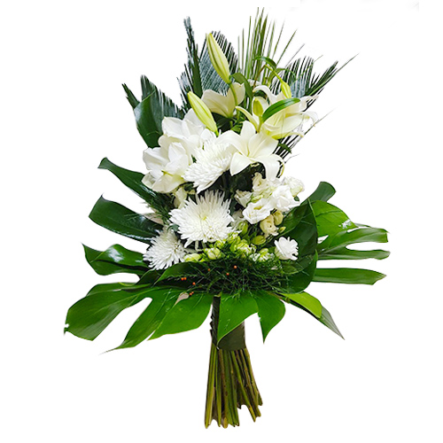White flowers funeral bouquet