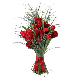 Red Tulips and Roses Bouquet