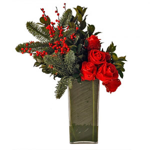 Tall Vase - Waxed Roses