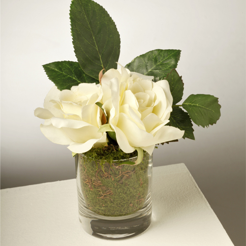 White Green Roses in a Vase