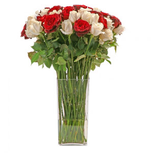 White and Red Roses Vase