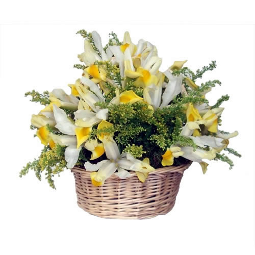Yellow and White Lilies Basket
