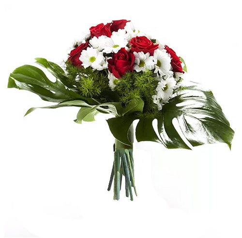 Bouquet com Rosas e Margaridas Apaixonadas