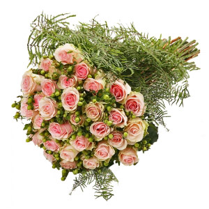 Bouquet de Rosas Cor de Rosa e Verde