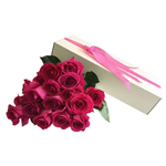 Caixa branca com rosas rosa