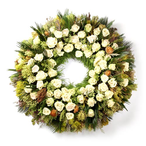 Coroa de Funeral com rosas brancas 