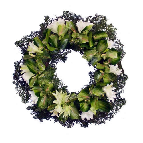 Coroa de Funeral com flores brancas